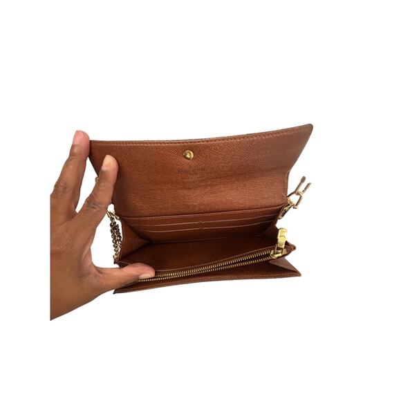 Louis Vuitton Monogram Sarah Wallet on Chain Gold Crossbody Bag Brown 8.5/10 - Picture 6 of 16